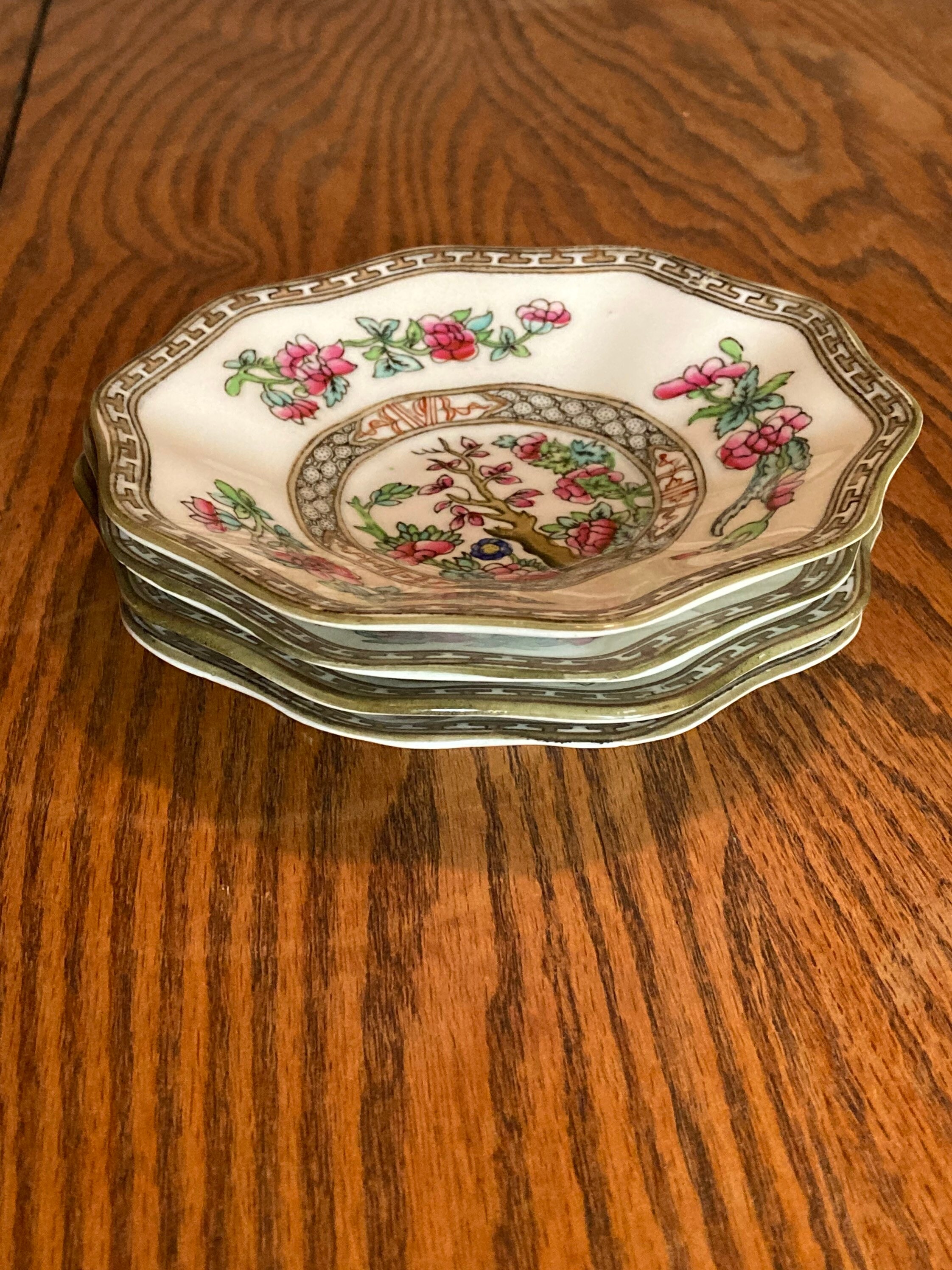 Tree Saucer Rim 19th Century Coalport English Bone China “indian Tree” Saucers (4) - Etsy