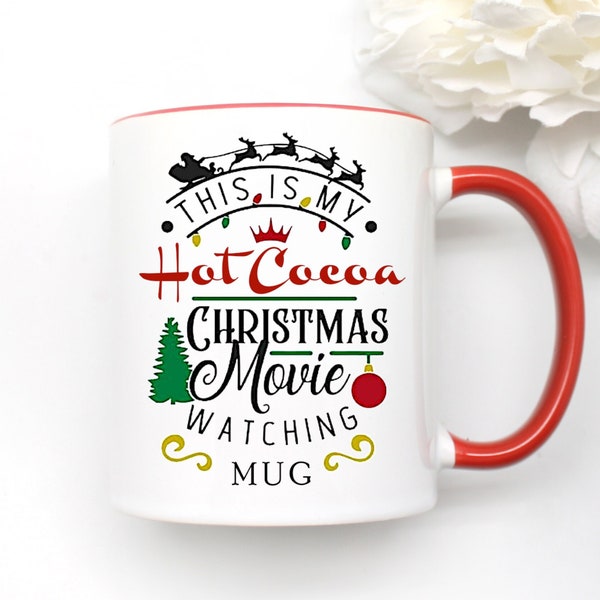 Funny Hot Cocoa Christmas movie mug/ Personalized Xmas gift/Xmas Present with Santa Claus and Cristmas Decoration / Hallmark movie cup