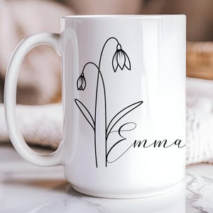 Birth Flower Mug with Name, Personalized Floral Coffee mug, Custom Cup for Flower Lovers & Birth Month Celebrations