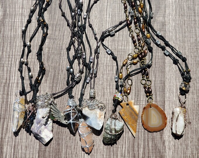 ON SALE: Wire Wrapped Gemstone Necklace