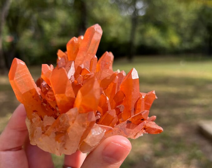 Red Tangerine Quartz Crystal Cluster