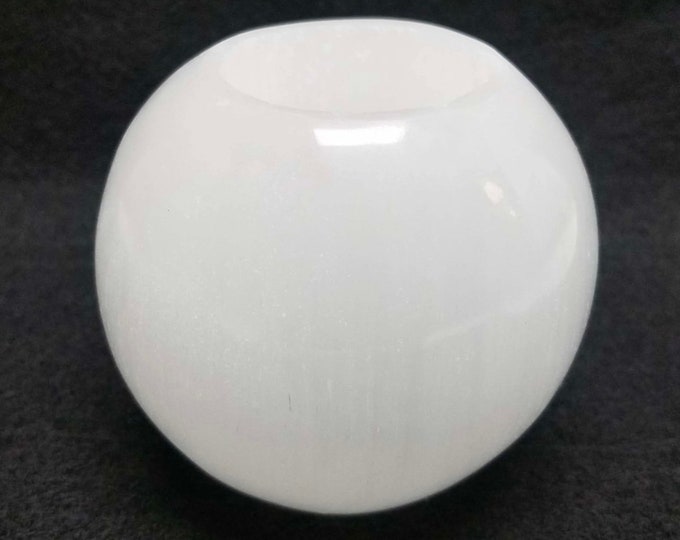 White Selenite Ice ball Candle holder