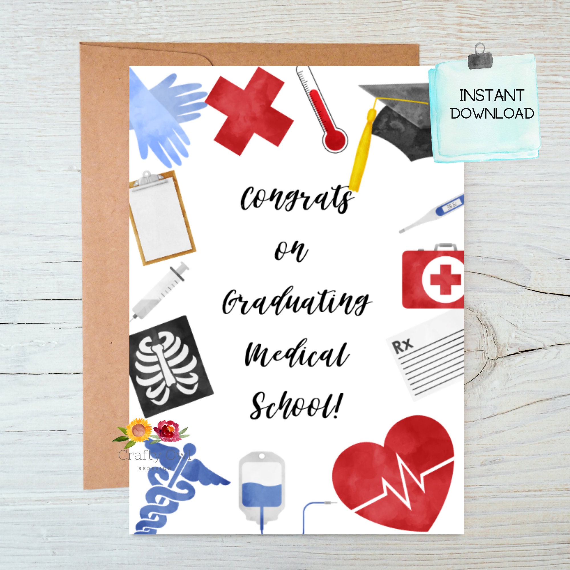 Congratulations on Medical School Card Printable Graduation Etsy