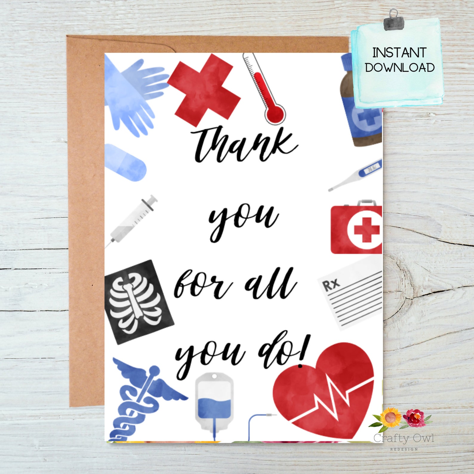 First Responder Thank You Card Printable Nurse Thank You Etsy
