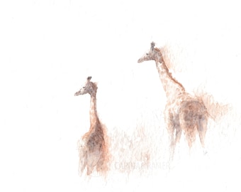 Towering - Giraffe Watercolour painting - Original artwork - Wildlife Decoration