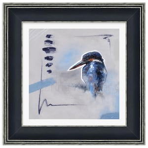 Hand‑Painted Kingfisher Oil Painting – 30 × 30 cm Original + Archival Art Prints – Supporting conservation