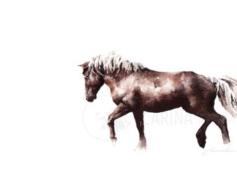 Wildpferdepferd Aquarell - Handgemaltes Aquarell - Wanddekoration - Pferde