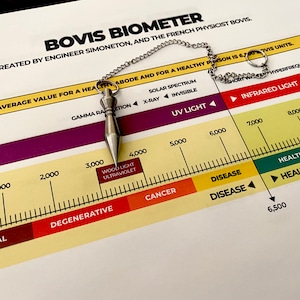 Misura l'energia del tuo corpo e del tuo cibo usando il tuo pendolo / Tabella di radiestesia del pendolo biometrico Bovis / Questo è un prodotto digitale in formato PDF