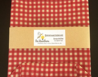 Beeswax bag, snack bag checked, various colors
