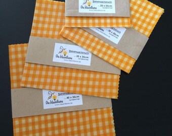 Beeswax cloth yellow check 20 x 20 cm to 50 x 60 cm