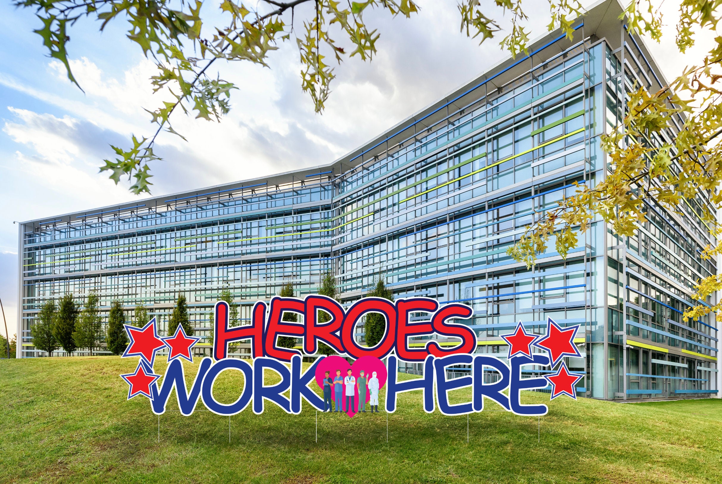 Heroes Work Here Lawn Sign 80 x 20 people | Etsy