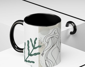 Stylish Ceramic Mug with Unique Line Art Design