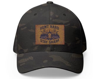 Hunt Hard Stay Sharp Camo Hat: Structured Closed-Back Outdoor Cap for Hunters & Country Life