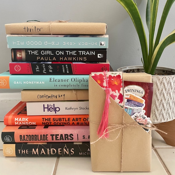 Blind Date with a Book | Which Used Book Will You Fall in Love With? | Stickers, Hot Beverage, Handmade Bookmark | Unique Bookish Gift