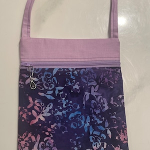 Purple Crossbody Bag | Cute Hand Sewn Bag | On the Go Purse | Lovely Patterns | Durable for Travel or Everyday Use | Zipper AND Pocket