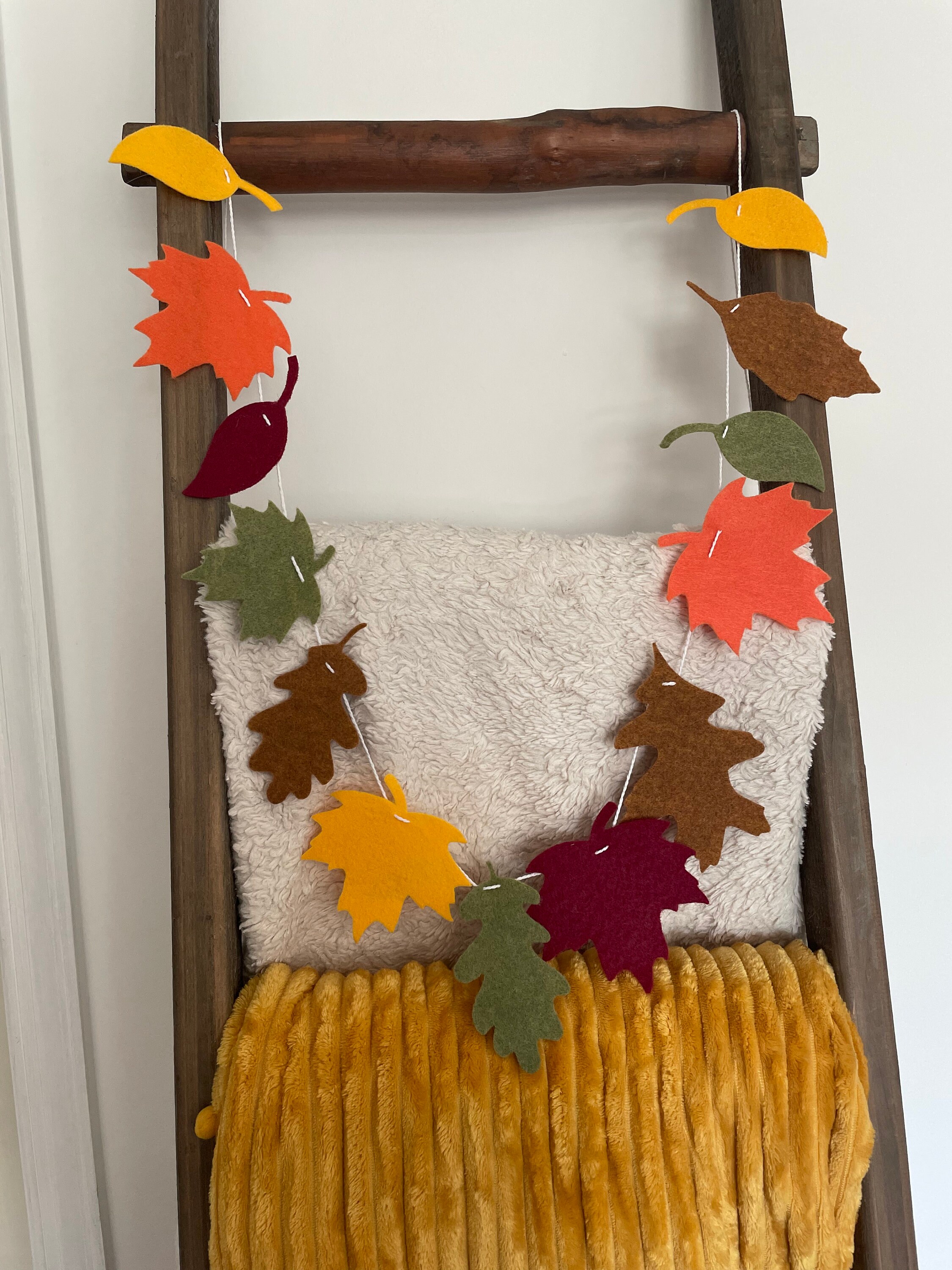 Fall Leaf Garland | Felt Autumn Leaves | Cozy, Reusable Fall Home Decor | Party, Hosting, Shower, Wedding Decoration | Handmade For You