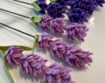 Handmade Felt Lavender Stems: Floral Home Decor