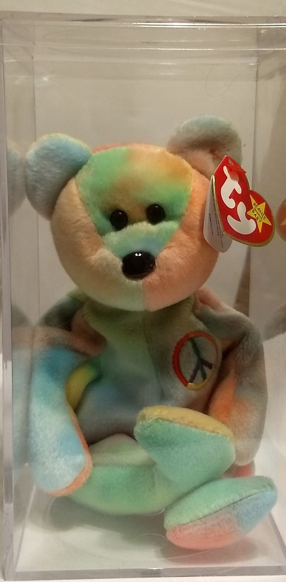 Rare TY Beanie Baby Peace Bear 1996 Retired With Errors PVC
