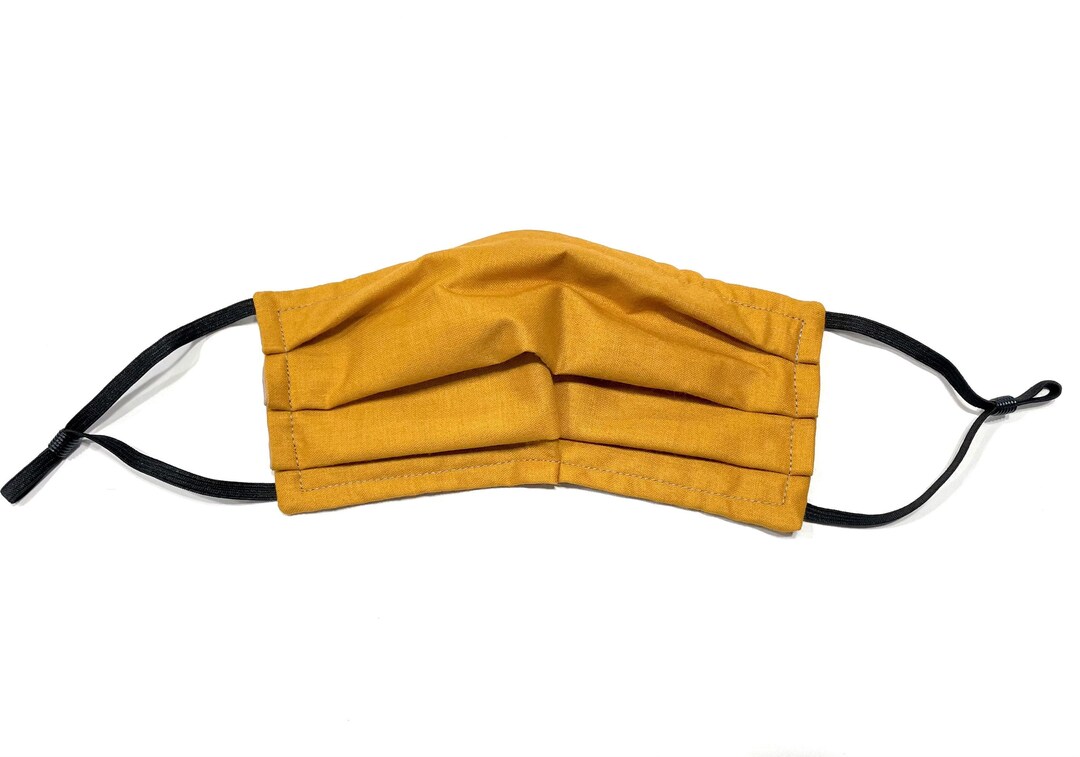 Mustard Yellow Face Mask, Golden Yellow, Triple Layered Mask With Nose
