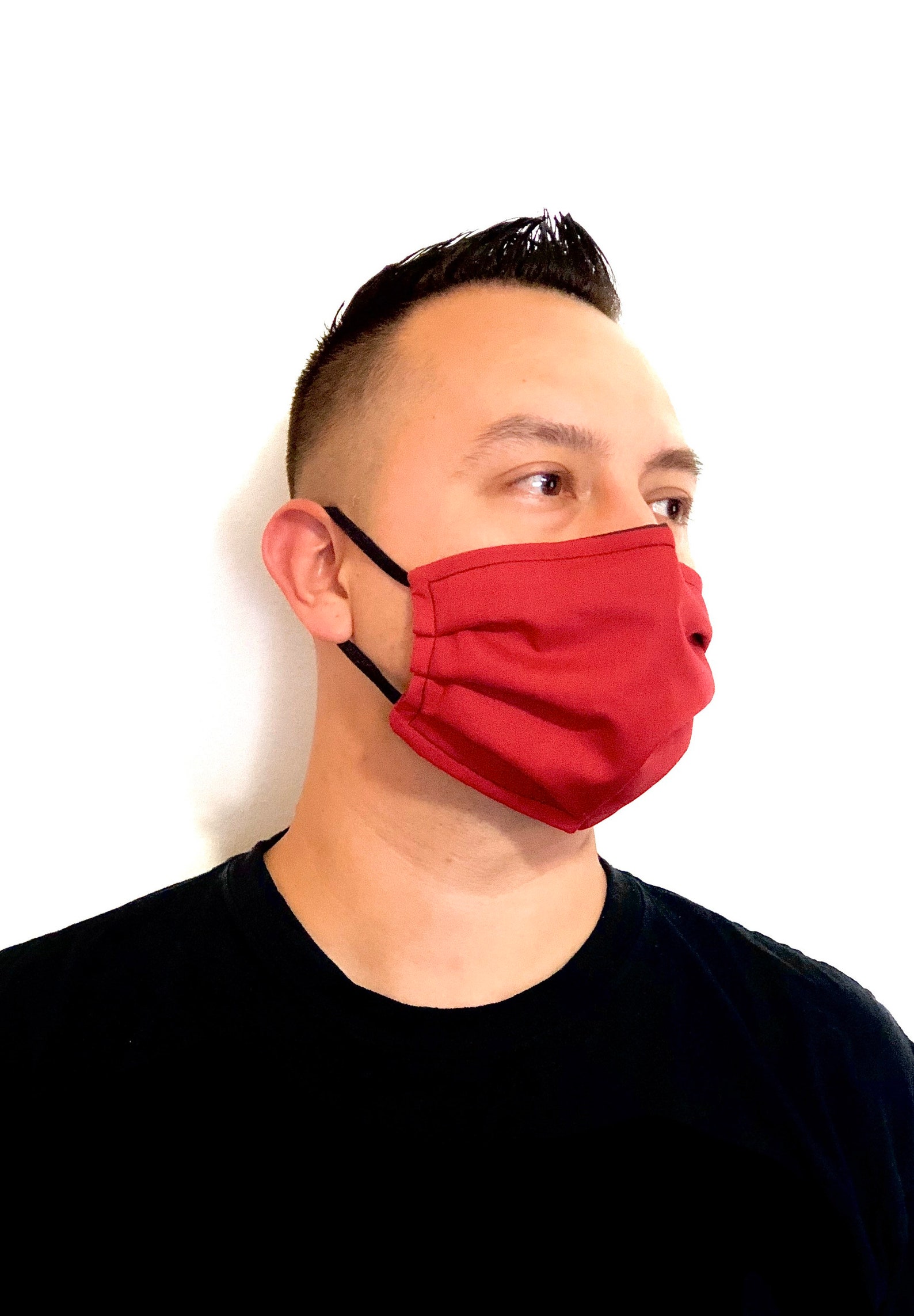 Red Face Mask with Adjustable Ear Loops Triple Layered Mask Etsy