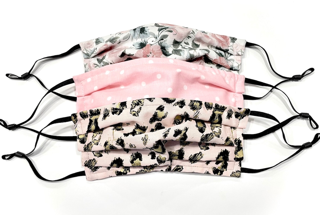 3 Pack Spring Face Masks Leopard Blush Pink Floral Triple Etsy