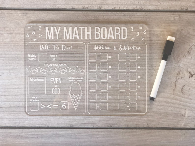 Acrylic dry erase math boards addition and subtraction Etsy