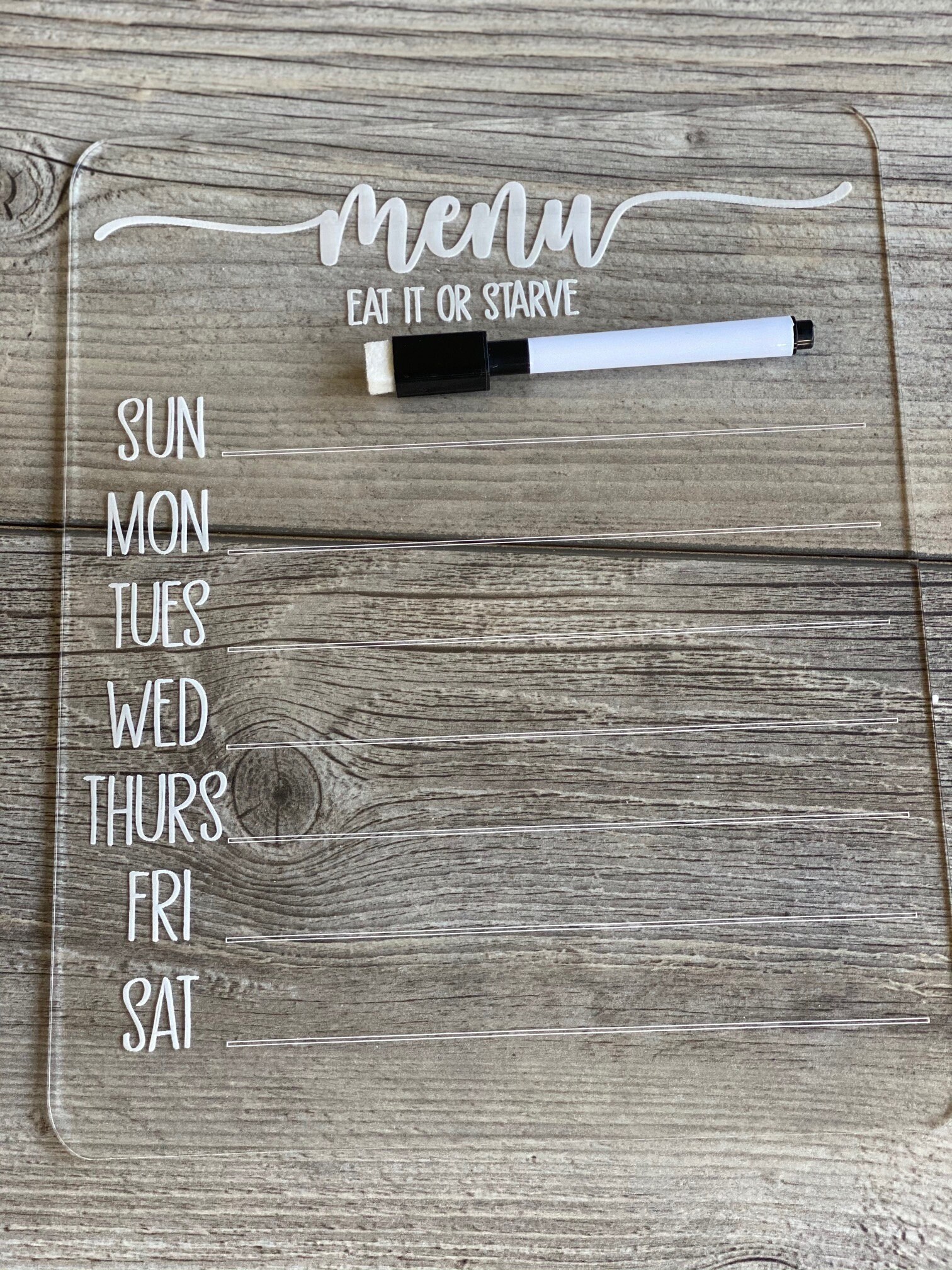 Acrylic Dry Erase Menu and Grocery List Boards Planner to Etsy