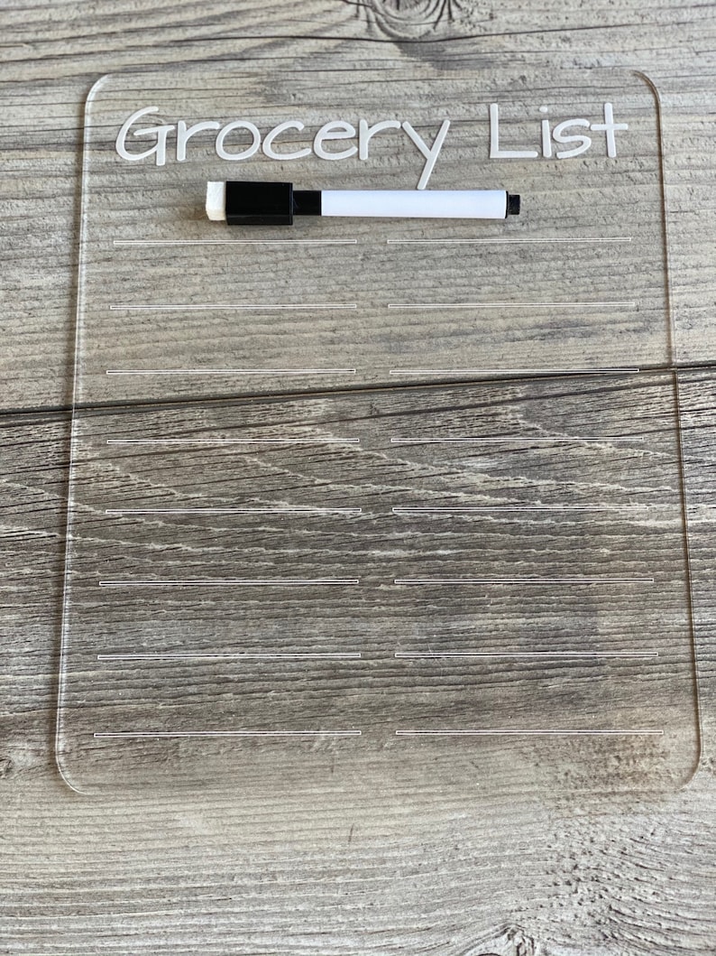 Acrylic Dry Erase Menu and Grocery List Boards Planner to Etsy