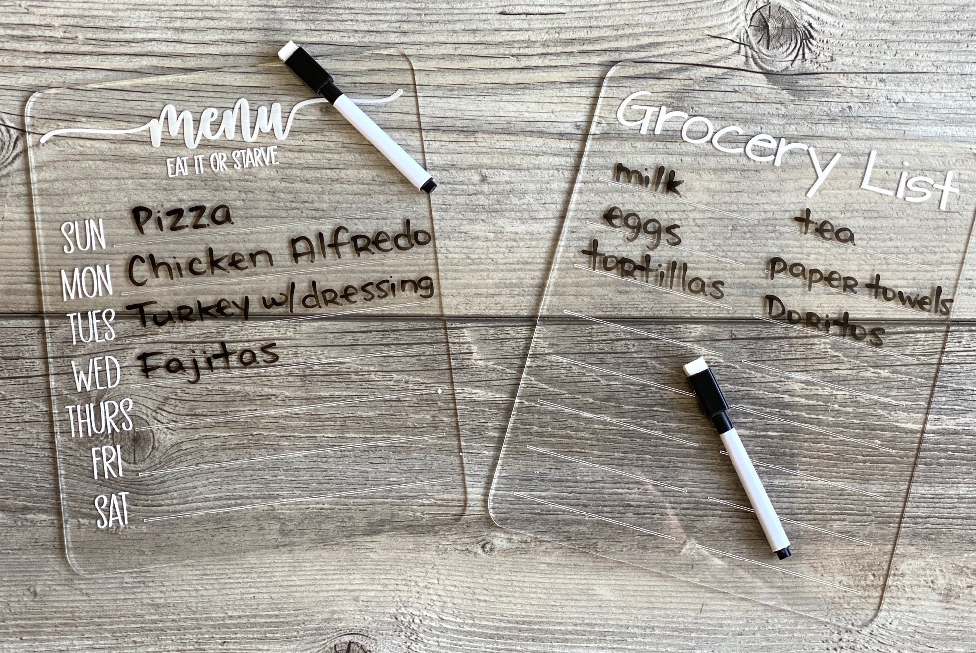 Acrylic Dry Erase Menu and Grocery List Boards Planner to Etsy