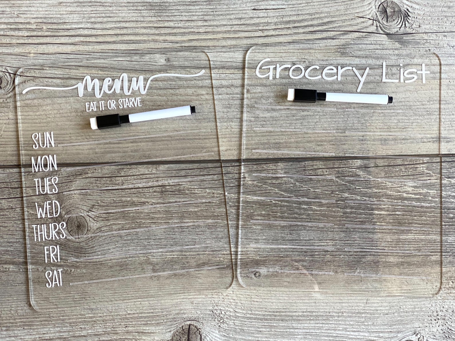 Acrylic Dry Erase Menu and Grocery List Boards Planner to Etsy