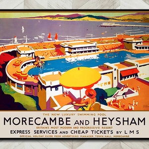 British Train Travel Poster of Morecambe and Heysham UK.