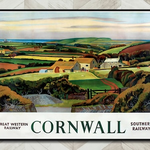 British Train Travel Poster of Cornwall Farmland.