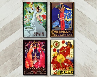 Travel Posters from Spain with Flamenco Dancers