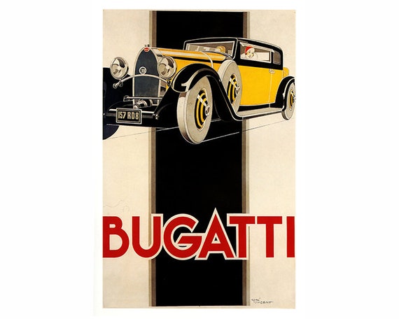 Car Art Vintage Bugatti Ad Posters for the Automobile Lover - Etsy