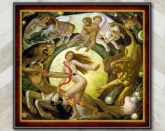 Astrological Poster, Signs of the Zodiac Art, Astrologers Gifts, Astrology
