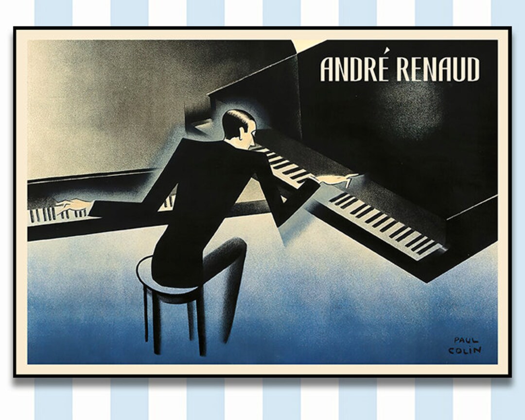 Art Deco Early Twentieth Century Music Poster of French Pianist