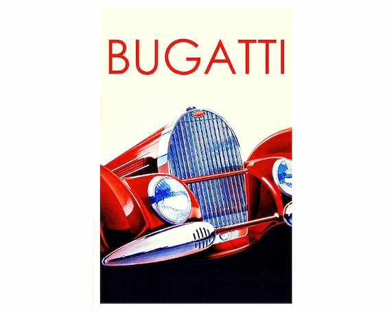 Car Art Vintage Bugatti Ad Posters for the Automobile Lover - Etsy