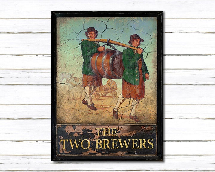 Two Rams Pub Sign Old English Pub Signs Poster Two Brewers - Etsy
