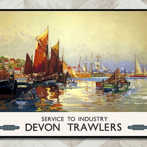 British Train Travel Poster of Devon Trawlers.