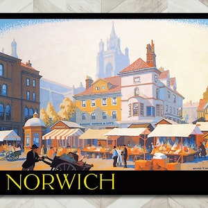 British Train Travel Poster of Norwich, England.