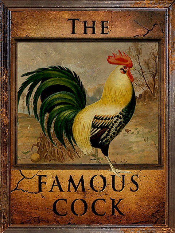Old English Pub Signs Poster the Famous Cock - Etsy