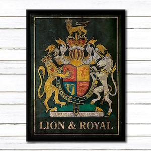 Old English Pub Signs Poster Lion and Royal