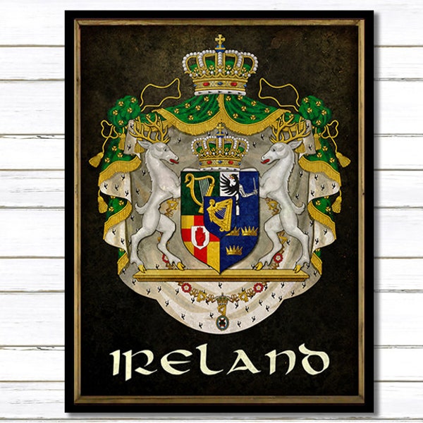 Historic Coat of Arms of Ireland for your Pub or Man Cave