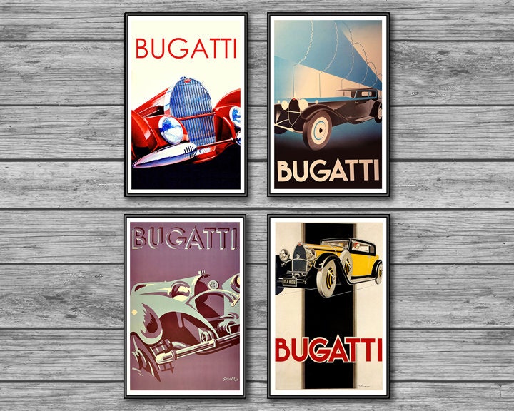 Car Art Vintage Bugatti Ad Posters for the Automobile Lover - Etsy