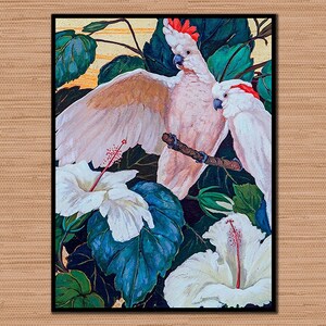 Cockatoo Exotic Bird Paintings Antique Zoological Print.