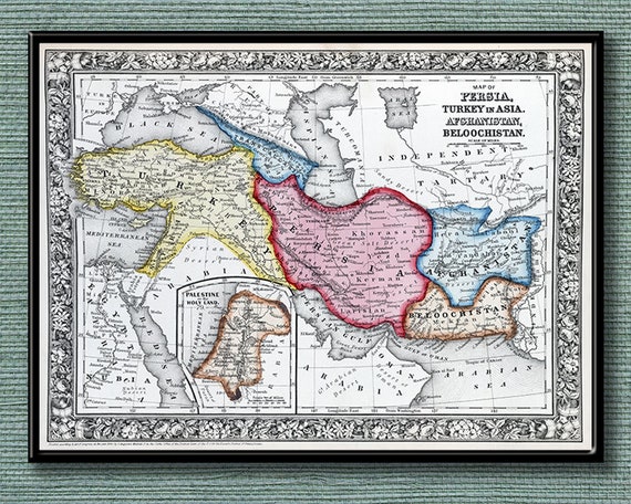 Map of Persia and Turkey From 1863 is a Perfect Christmas Gift - Etsy