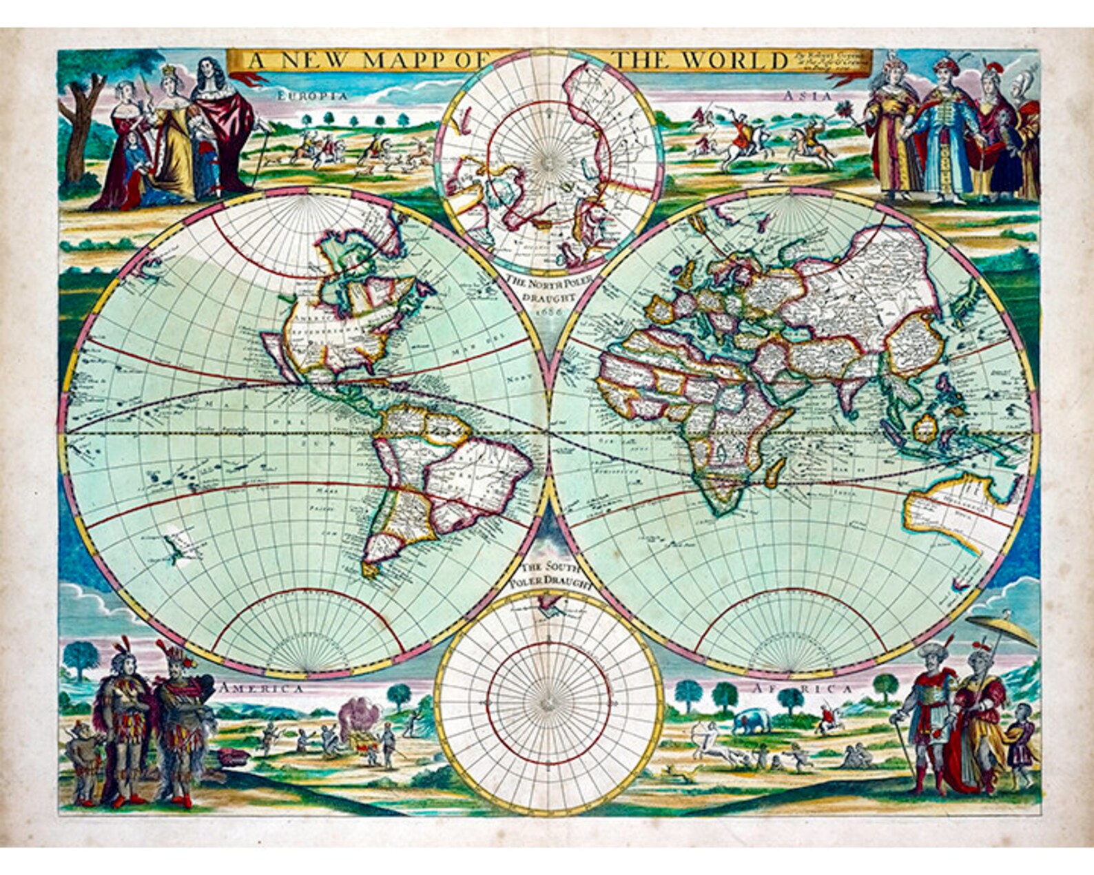 World Map From 1686 is a Perfect Christmas Gift - Etsy