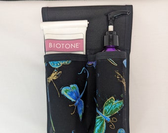 Loción doble y funda multiusos para masajista con diseño de libélulas