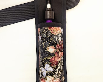 Loción individual y estuche multiusos para masajista con diseño de rosas y mariposas Art Nouveau.
