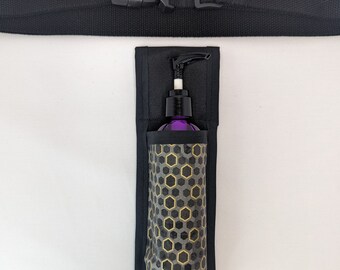 Hexágono en gris y dorado Masajista Terapeuta Loción individual y funda de utilidad